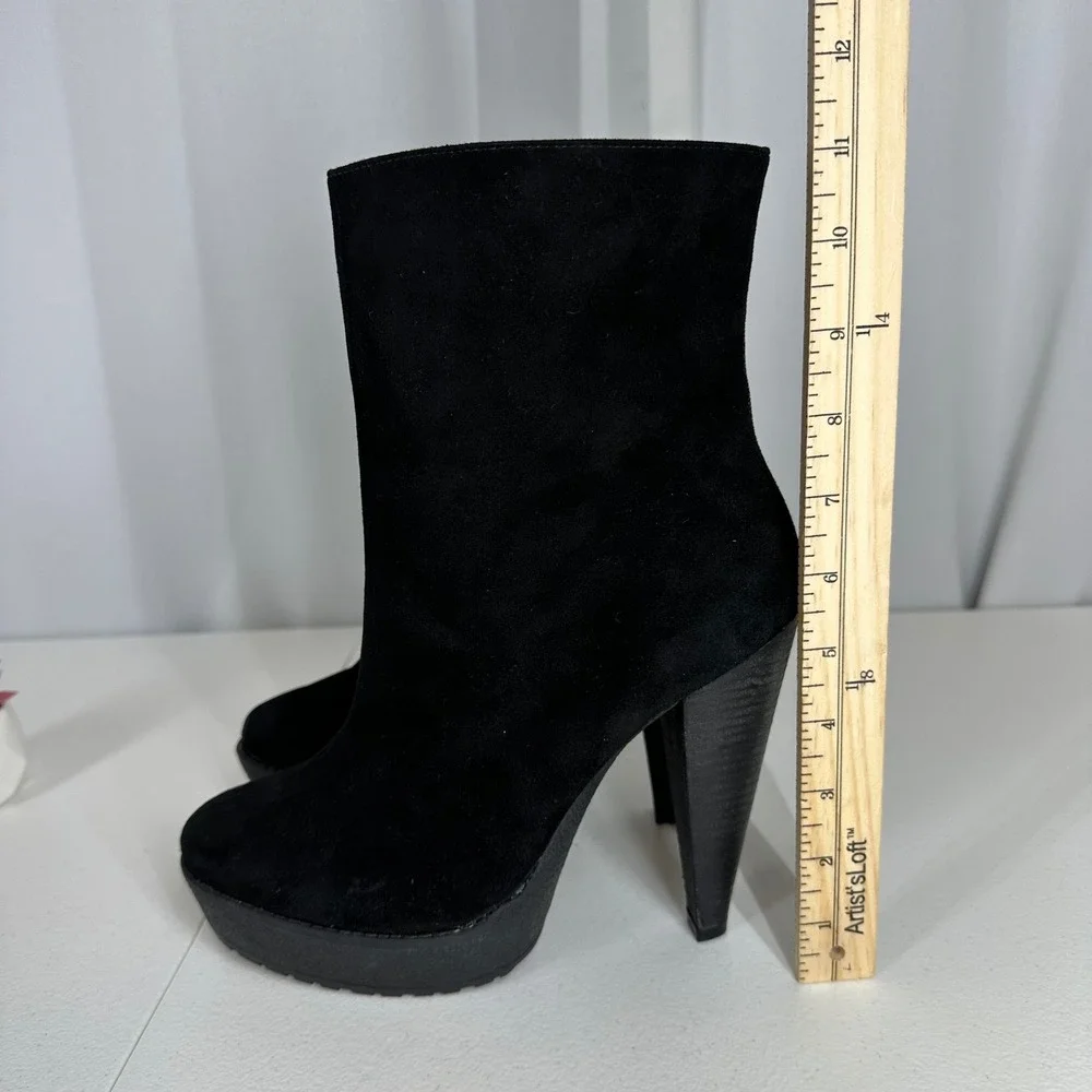 Pour‎ La Victoire Black Suede Platform Ankle Boots Size 10 Made in Brazil